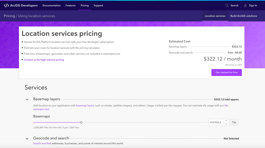 pricing page